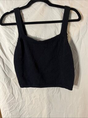 NIC+ZOE Black Knit Crop Tank